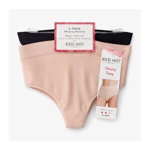 SPANX Red Hot Shaping Thong Panties 2-Pack Medium Control Black Nude NWT